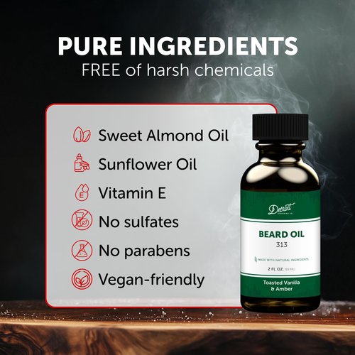 Detroit Grooming Beard Oil | Hydrating & Nourishing Formula with Vitamin E | Toasted Vanilla & Amber • 313 Scent (2 oz)