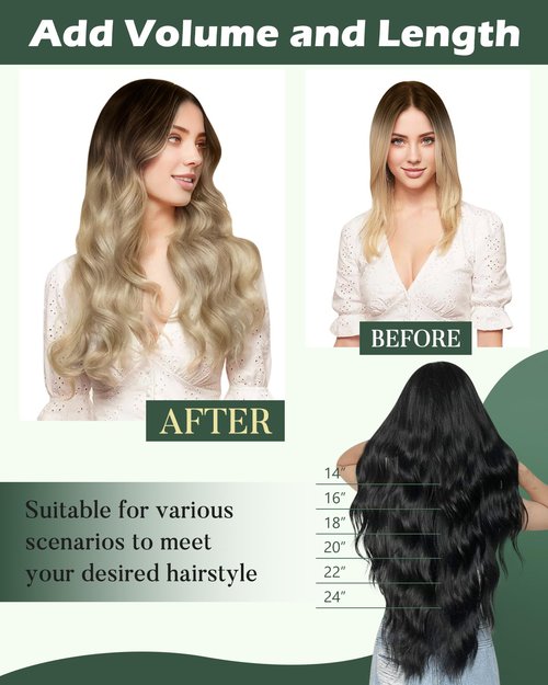 Ugeat Sew in Hair Extensions Balayage Chocolate Brown Invisible Weft Hair Extensions Human Hair Ombre Medium Brown Mix Light Blonde Double Weft Short Straight Remy Hair 14 Inch 80G
