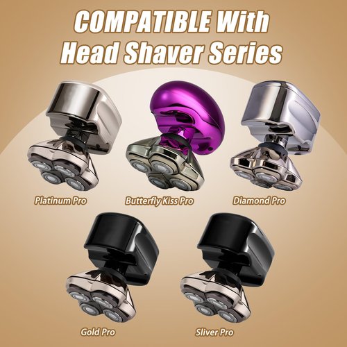 2 Pack PRO 4 Head Replacement Blades for Skull Pitbull, Palm & Butterfly Kiss Shavers - 4D Floating Rotary Heads for Close and Smooth Shaving - Japanese Stainless Steel Wet & Dry Shaving Blade Head