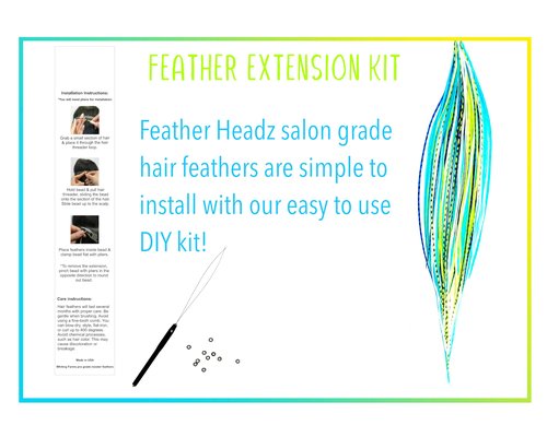 21 Neon Green & Turquoise Color Hair Extensions – 9”–14” Long – DIY Rooster Kit with 20 Micro-Link Beads – 100% Real Feathers – Eye-Catching Boho Style