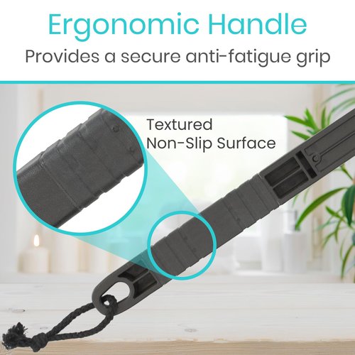 Vive Long Handled Loofah on a Stick - Mesh Back Sponge for Bath, Reusable w/Extra Pouf - Exfoliating Scrubber for Elderly & Disabled, Soft Loofa for Bathing Men & Women