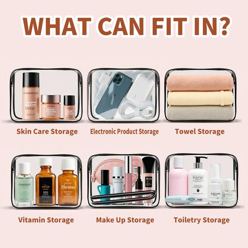 Dismok 16 Packs Clear Makeup Bag - Waterproof Cosmetic Bag, Portable Travel Makeup Bag with Zipper for Men and Women