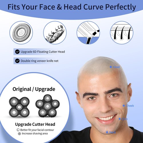 Head Shavers for Men - Upgraded Multifunctional Bald Head Shaver, Waterproof Electric Razor for Men Cordless Rechargeable Shaving Grooming Kit (Blue)