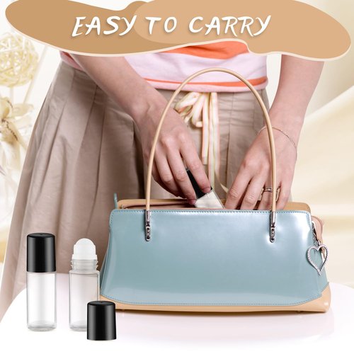 DynnnDy 15Pcs 30ml/1oz Empty Galss Roller Bottles with Black Lid Clear Roll On Deodorant Bottles Refillable Cosmetic Containers for Aromatherapy Essential Oil Lotion Perfume,2 Funnels & 2 Pipettes