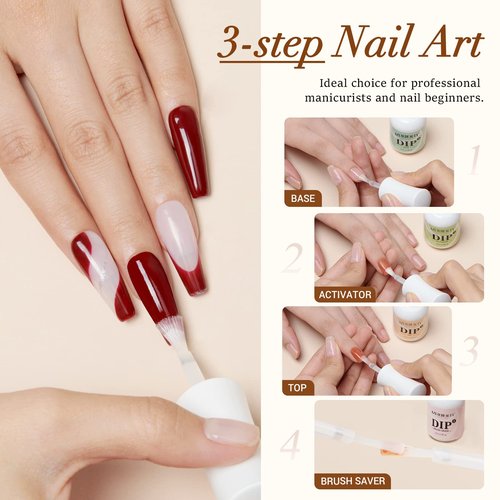 AZUREBEAUTY Clear Dip Powder for Nails, Essential Dipping Build Powder + 4+4Pcs Dip Powder Liquid Set 15ml/0.5oz