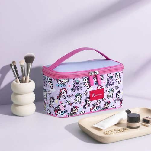 Tokidoki Official Unicorno Makeup Bag Cute Cosmetic Bag Large Capacity Travel Makeup Case Portable Organizer Toiletry Bag for Women Traveling with Handle (Pink)