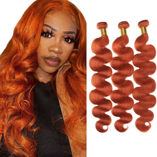 14 16 18 Inch Color 350 Bundles Ginger Body Wave Human Hair Bundle 8A Grade Brazilain Orange Bundle Virgin Hair Color 350 Ginger Body Wave Bundles