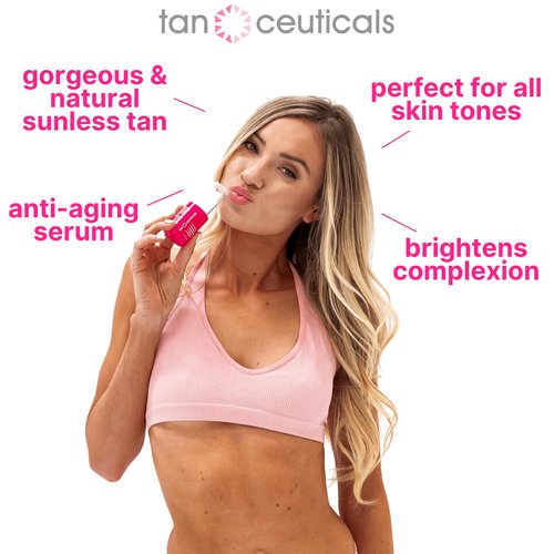 Tanceuticals Self Tanning Face Serum - Color-Correcting and Hydrating with Vitamin C & Hyaluronic - Facial Self Tanner for Natural Looking & Long Lasting Sunless Tan - 1 oz (Dark)