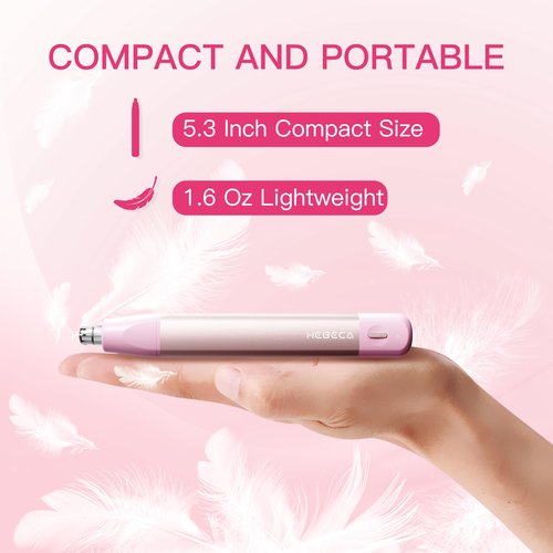 HEBECA Nose Hair Trimmer for Women 3in1 Facial Hair Removal Trimmer - Metal Body, Rechargeable, Waterproof, Portable - Nose, Ear, Eyebrow, Peach-Fuzz, Lips, Chin (Pink)