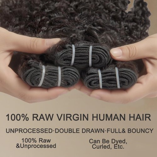 HEYKNOT Burmese Curly Bundles Human Hair 18 Inches 100% Unprocessed Quick Weave 3c4a Water Wave with Spiral Curly End Real Human Hair Extensions Natural Black