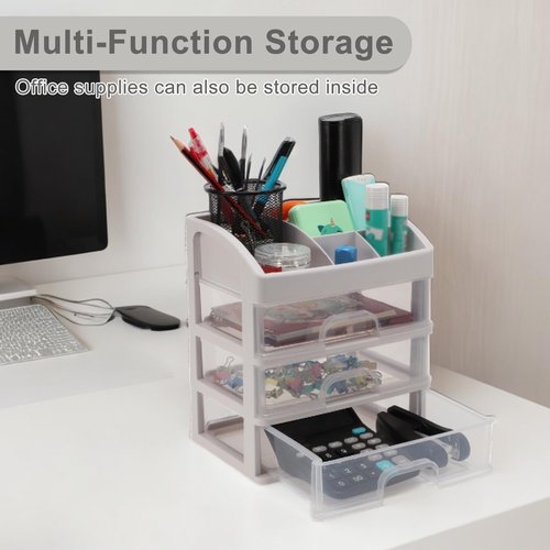 VOCOSTE Makeup Organizer Countertop, 3 Clear Drawers Makeup Organizer, Skincare Organizers for Lotions Lipstick Brushes, Make Up Organizers for Counter
