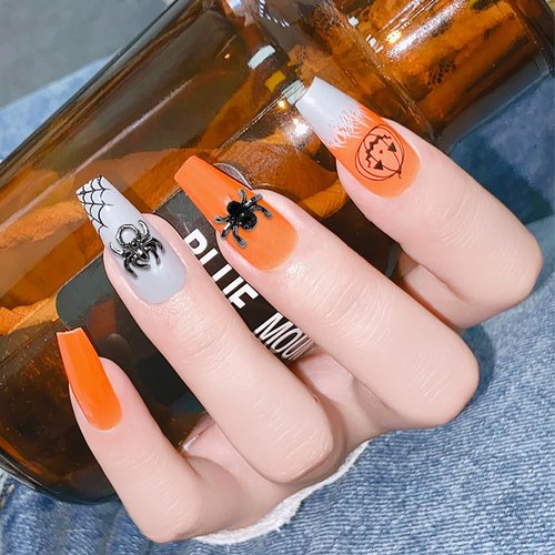 WOKOTO 50pcs 3D Black Metal Nail Charms for Nail Art, 3D Halloween Charms for Acrylic Nails - Black Spider, Snake, Skull Hand Alloy Jewelrys for Women Girls Halloween Holiday Nail Gems Accessories