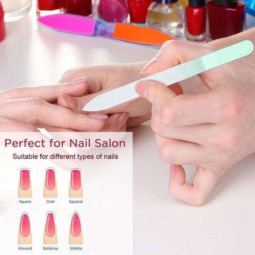 Lasnten 24 Pcs Crystal Glass Nail Files with Case Bulk Manicure for Women Mom Professional Glass Nail File Double Sided, Mothers Day 12 Colors