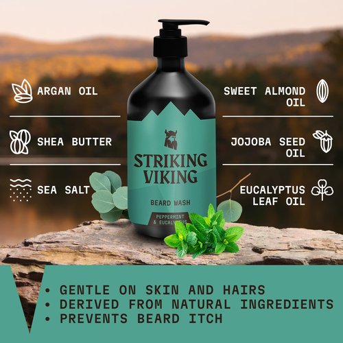 Striking Viking Beard Oil Vanilla (2oz) & Beard Wash Peppermint & Eucalyptus (17oz)