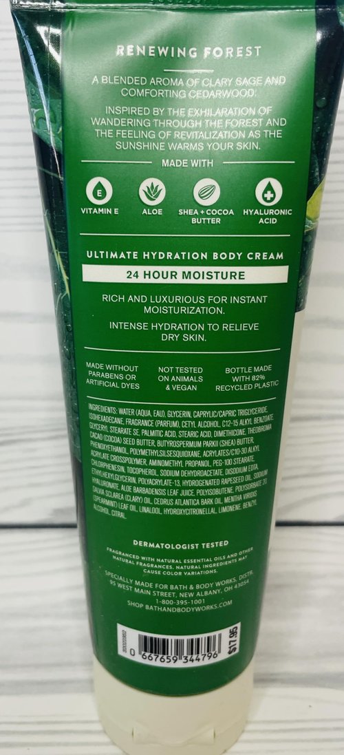 Bath & Body Works Renewing Forest Ultimate Hydration Body Cream 8 Ounces Pack of 2