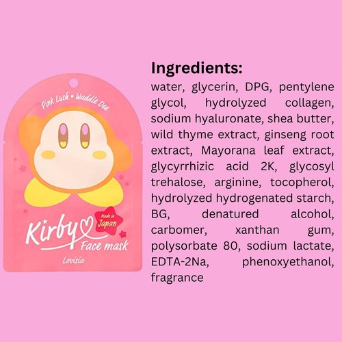 Lovisia Kirby 5EA Daily Facial Masks for Women, Hyaluronic Acid Face Mask Sheets for Face Mask Skin Care with Shea Butter, Collagen & Ginseng Root Extract for Vitamin C Mask for Hydrating Face Masks