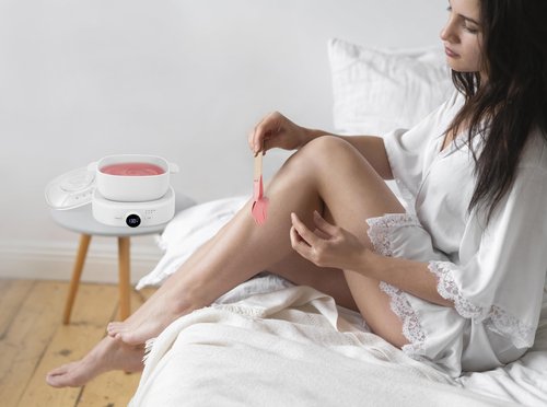 Wax Warmer for Hair Removal, Adjustable Temperature, Digital Display Professional Hot Wax Warmer Pot with Silicone Bowl, Timer setting，white