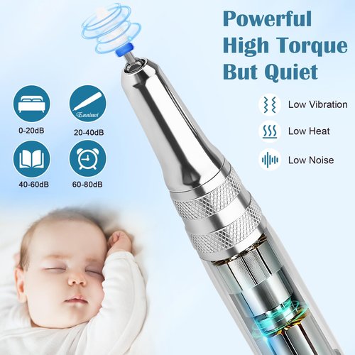 Enniewi Nail Drill Professional 35000RPM, Cordless Electric Nail File Drills para Uñas, Portable Rechargeable E File 7 Bits Manicure Pedicure Kit for Acrylic Nails Gel Remover Salon Home Tools, White