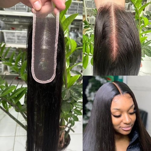 Aorbige 2x6 HD Swiss Lace Melt Skin Lace Closure Long Deep Parting Raw Hair Materials Straight Style Much Fuller with Natural Hair Line Human Hair Natural Black Color (12inch, HD 2x6 lace closure)