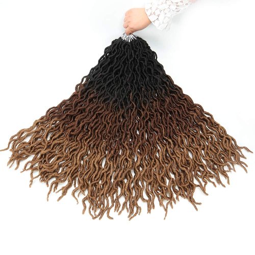 Eliza 24 Inches Long Wavy Gypsy Locs Ombre soft Locs Crochet Hair 6 Packs Goddess Faux Locs Crochet hair Pre-looped African Roots Synthetic Braiding Hair Extensions for Black Women(24",6 Packs, 3027)
