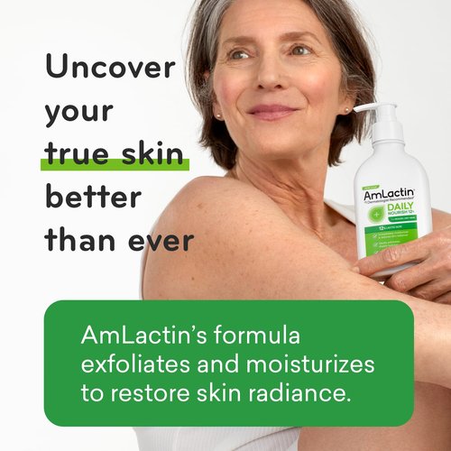 AmLactin Daily Nourish Body Lotion Bundle - 5% 7.9oz and 12% 14.1oz Exfoliating and Moisturizing Lotions for Dry Skin