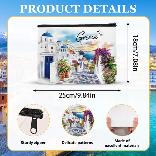 SEAOYOZO 6 Pcs Greece Makeup Bags Gifts for Women, Greece Souvenirs Greek Mythology Gifts Greece Travel Must Haves Watercolor Cosmetic Bag for Girls Wife Best Friend Sister Daughter Coworkers