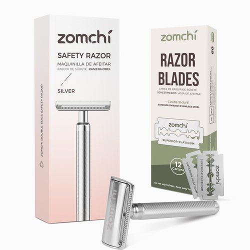 ZOMCHI Upgrade Safety Razor for Men with 60 Counts Safety Razor Blades for Shaving