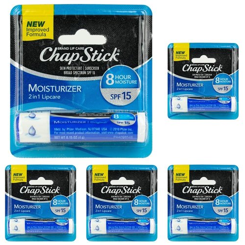 ChapStick Lip Balm, SPF 15 Moisturizer (Pack of 5)