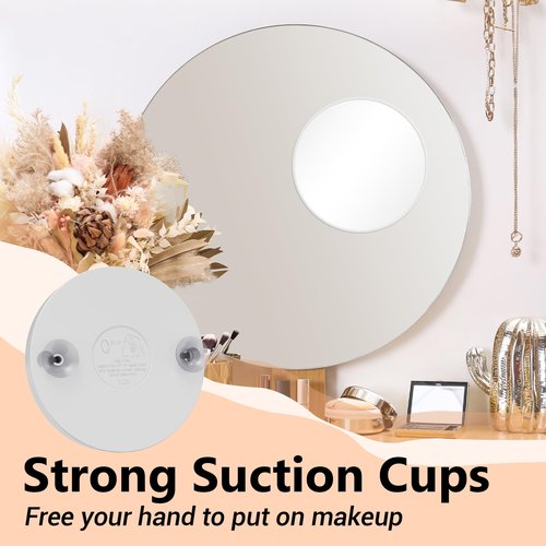 FAHZON 10X Magnifying Mirror, Magnified Mirrors 3.5" with Two Suction Cups and Tweezers, Travel Magnifyied Mirror Set Comes with Portable Storage Bag, Small Magnifying Mirrors for Travel(White)