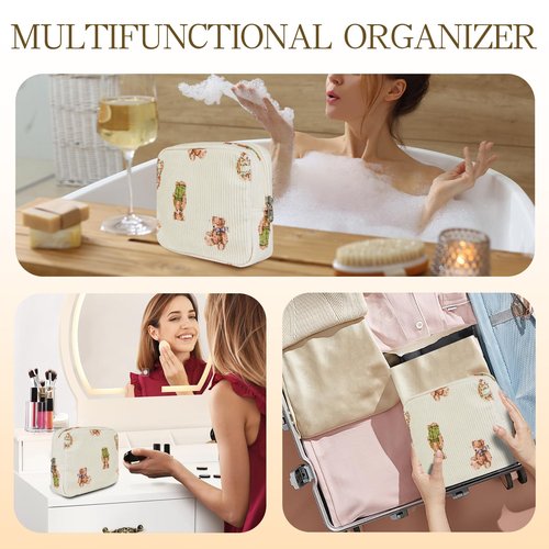 AMZMA Small Pouches for Purse Cute Mini Cosmetic Bag with Zipper Aesthetic Corduroy Makeup Bags Toiletry Bag