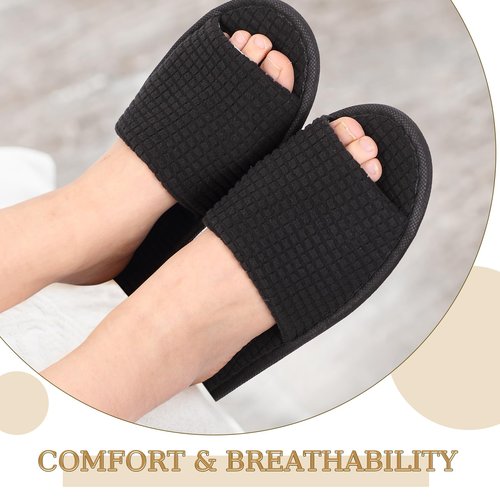 Bunnycool 12 Pairs Disposable Slippers for Guests Open Toe Spa Slippers Bulk Disposable Sandals Soft Fleece for Man Women Spa Hotel Wedding Shoeless Home(Beige, Khaki, Light Gray, Black)