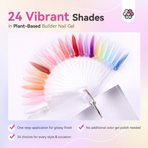SAVILAND Builder Nail Gel 24 Colors: Castor Oil & Vitamin E Builder in a Bottle Translucent Color Hard Gel for Nails Strengthener Extension Care Repair Home Salon Professionals