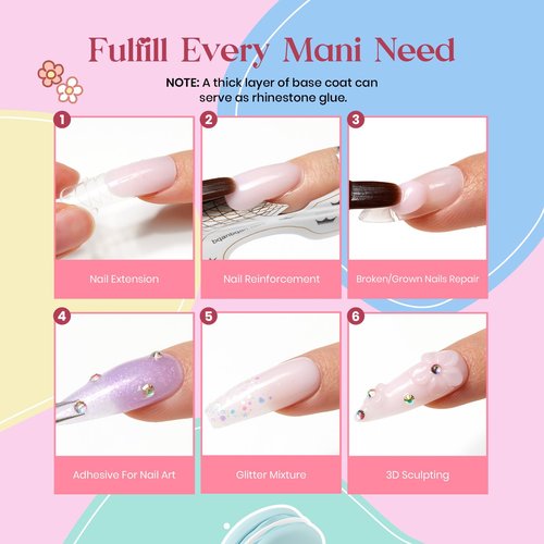 Beetles Poly Extension Gel Nail Kit Bubblegum Garden Chrome Powder Include Nail Kit for Beginners+ 8-in-1 Gel Builder for Nails