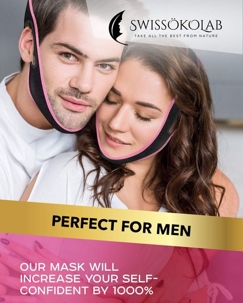 SWISSÖKOLAB Double Chin Reducer V Line Lifting Mask + Reusable Face Slimming Strap Lifting Bandage Chin Up Patch Chin V Up Contour Tightening