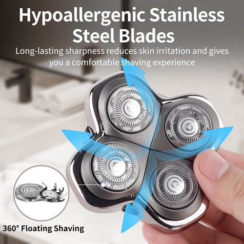 2 Pack Head Shaver Replacement Heads Compatible with Pitbulls Gold PRO,Silver PRO, Platinum PRO,Butterfly Kiss PRO - Hypoallergenic Stainless Steel Shaver Foil Replacement - 4D Floating Blade