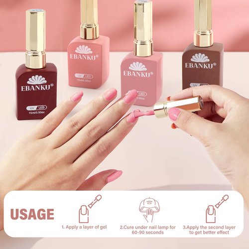 EBANKU 12 Pcs 15ML Gel Nail Polish Set, Same Color Same Bottle Red Pink Nude Brown Fall Soak Off Gel Nail Polish Kit Nail Art Manicure Gifts for Women