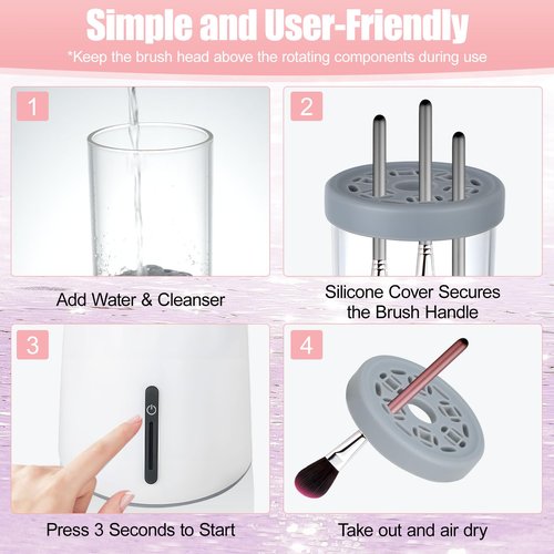 Electric Makeup Brush Cleaner, Automatic Cleaning Tool, IP65 Waterproof Auto Makeup Brush Cleaner, Suitable for Cleaning Makeup Sponges and Brushes