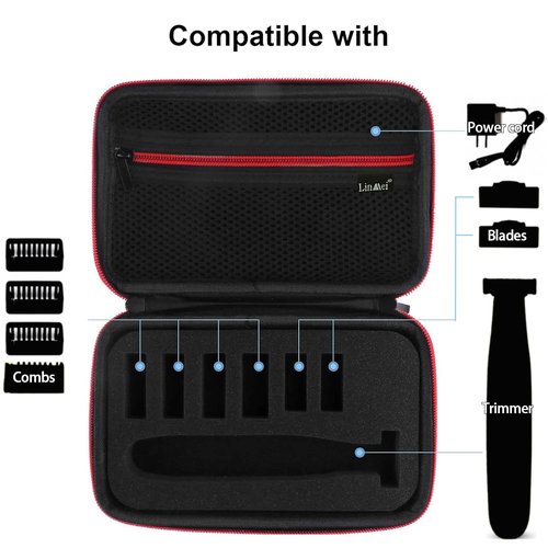 LinMei Hard Case Compatible with One Blade Trimmer, Travel Organizer Carrying Box for QP2520, QP2530, QP2620, QP2630 Face & Body Electric Trimmer Shaver