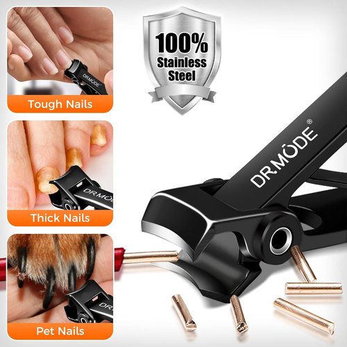 Nail Clippers for Men Thick Nails, Large Heavy Duty Toenail Clippers for Seniors Thick Toenails with Wide Jaw Opening, Anti Splash Fingernail Clipper Nail Cutter with Catcher Long Handle