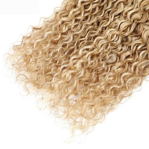 P27/613 Blonde Human Braiding Hair Deep Wave Bulk 18 18 18 Inch Human Hair Weave 3 Bundle Unprocessed Brazilian Virgin Hair Honey Blonde Deep Wave Braiding Hair Extensions 50 Grams/Bundle