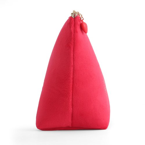 Juicy Couture Red Makeup Bag Cosmetics Organizer Travel Essentials Top Zip Pouch Rhinestone Velour