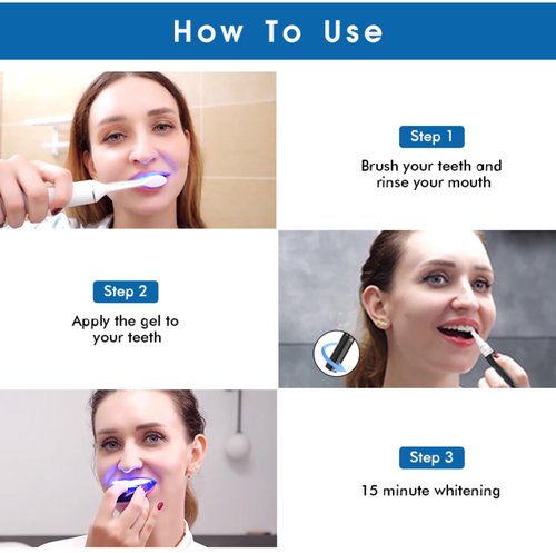 RS Smile Professional Wireless Teeth Whitening Kit with 32X Dual LED Lights, Red & Blue Light Technology for Deep Whitening, Rechargeable Device, Gentle Enamel - Safe Formula
