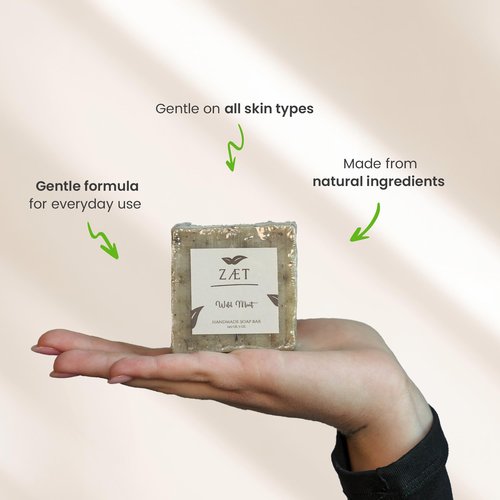 ZAET 8-Pack Wild Mint Bar Soap – Made with Wild Mint Extract, Olive Oil and Coconut Oil - Handmade Soap Bar for Face, Body and Hands - Gently Cleanses and Refreshes All Skin Types- For Men and Women