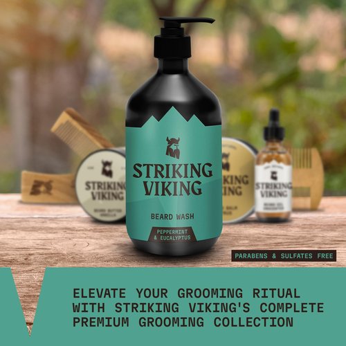 Striking Viking Beard Oil Vanilla (2oz) & Beard Wash Peppermint & Eucalyptus (17oz)