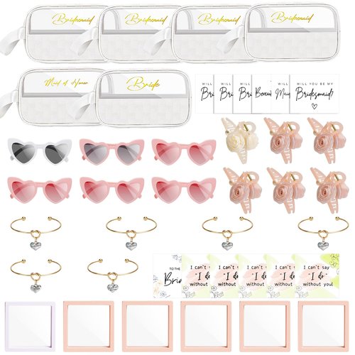 Bridesmaid Gifts,Wedding Gifts for Valentines Day,42PCS Bridesmaid Proposal Gifts,Wedding Maid of Honor Gifts,Bridal Shower Cosmetic Makeup Bags