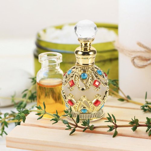 Kisangel 1pcs Vintage Perfume Bottle, 15ml Glass Empty Perfume Jar with Oil Dropper Fragrance for Mini Sample Containers