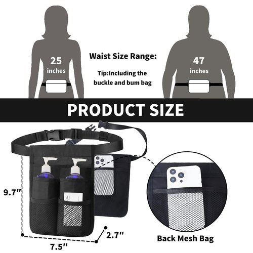 Merleu Massage Bottle Holster with Multiple Pockets Design,Machine Washable Massage Lotion Holster with Air Mesh,Heavy Duty Adjustable Strap and Durable Massage Oil Holster，for Massage Therapist
