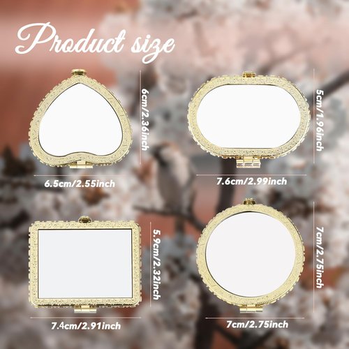 Agolctry 16 Pcs Compact Mirror Bulk Mini Mirror for Purse Small Pocket Mirror for Women Girls Floral Tea Party Favors for Makeup Travel Wedding