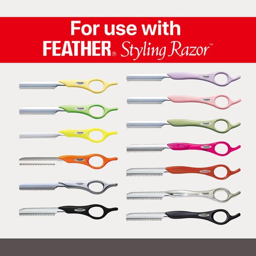 Feather Styling Razor Standard Blades - Professional Hair Cutting Blades for Styling, Shaping, Feathering & Thinning - Stainless Steel Single Edge Guarded Blade - Made in Japan - Refill Pack - 30 Ct