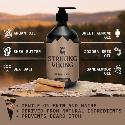 Striking Viking Beard Oil Sandalwood (2oz) & Beard Wash Sandalwood (17oz)